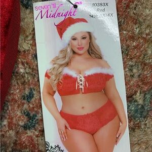 Seven 'til Midnight Plus Size Red Lace Holiday Panty Set